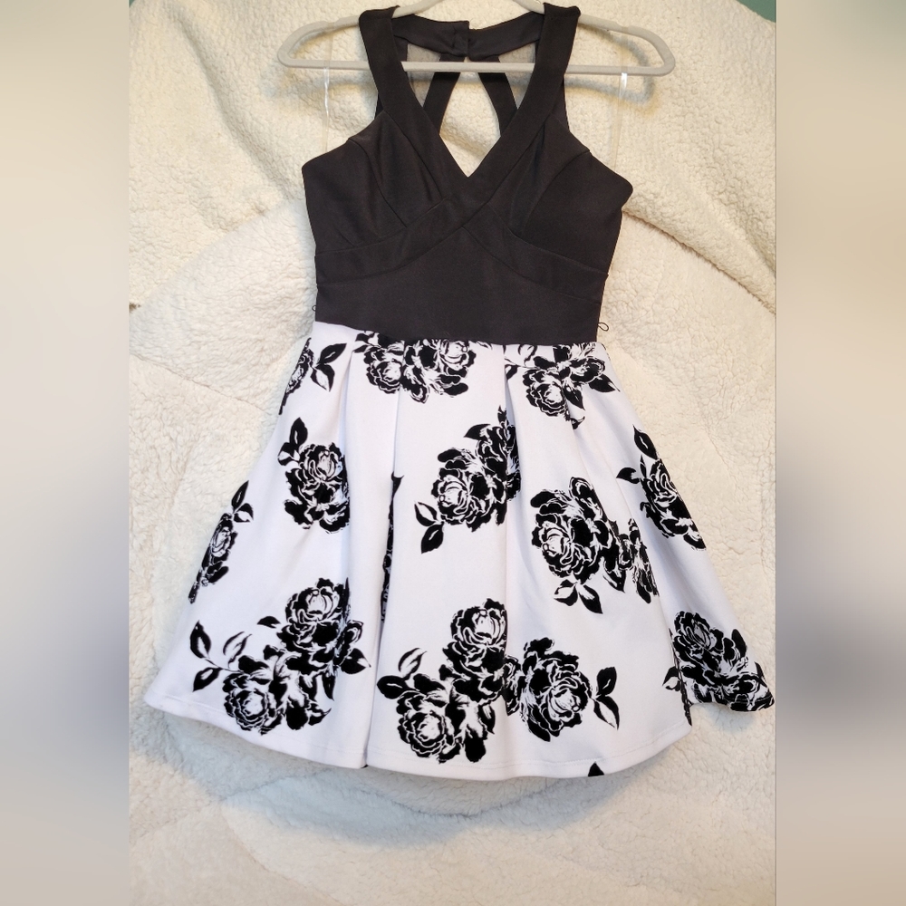 Crystal Doll Dress, Size: Small/Extra Small(1-4), Black/White, velvet florals